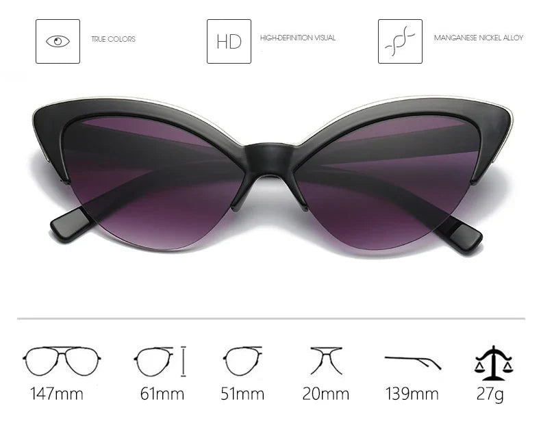 Sunglasses- Glasses For Women New Fashion Small Half Frame Eyewear