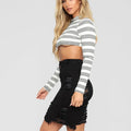 Skirts - Denim Stonewashed Mini Short Skirt, High Waist Pencil