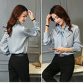 Tops Women's Casual Chiffon Blouse V-Neck Solid Shirt Bow Lantern SleeSPECIFICATIONSBrand Name: SURWENYUEStyle: Office LadyElasticity: Non StrechOrigin: Mainland ChinaCN: GuangdongSeason: All seasonFabric Type: ChiffonHign-concerned ChDMEwomenstorenull