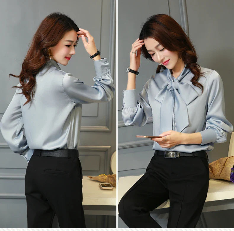 Tops Women's Casual Chiffon Blouse V-Neck Solid Shirt Bow Lantern SleeSPECIFICATIONSBrand Name: SURWENYUEStyle: Office LadyElasticity: Non StrechOrigin: Mainland ChinaCN: GuangdongSeason: All seasonFabric Type: ChiffonHign-concerned ChDMEwomenstorenull