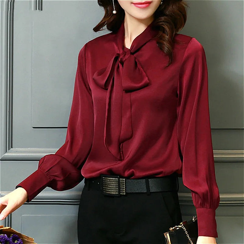 Tops Women's Casual Chiffon Blouse V-Neck Solid Shirt Bow Lantern SleeSPECIFICATIONSBrand Name: SURWENYUEStyle: Office LadyElasticity: Non StrechOrigin: Mainland ChinaCN: GuangdongSeason: All seasonFabric Type: ChiffonHign-concerned ChDMEwomenstorenull