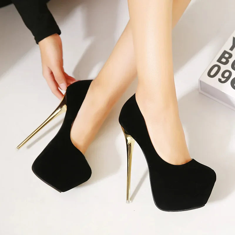 Heels- Sexy Pumps Women Fetish Shoes High Heel Stripper Flock Pumps