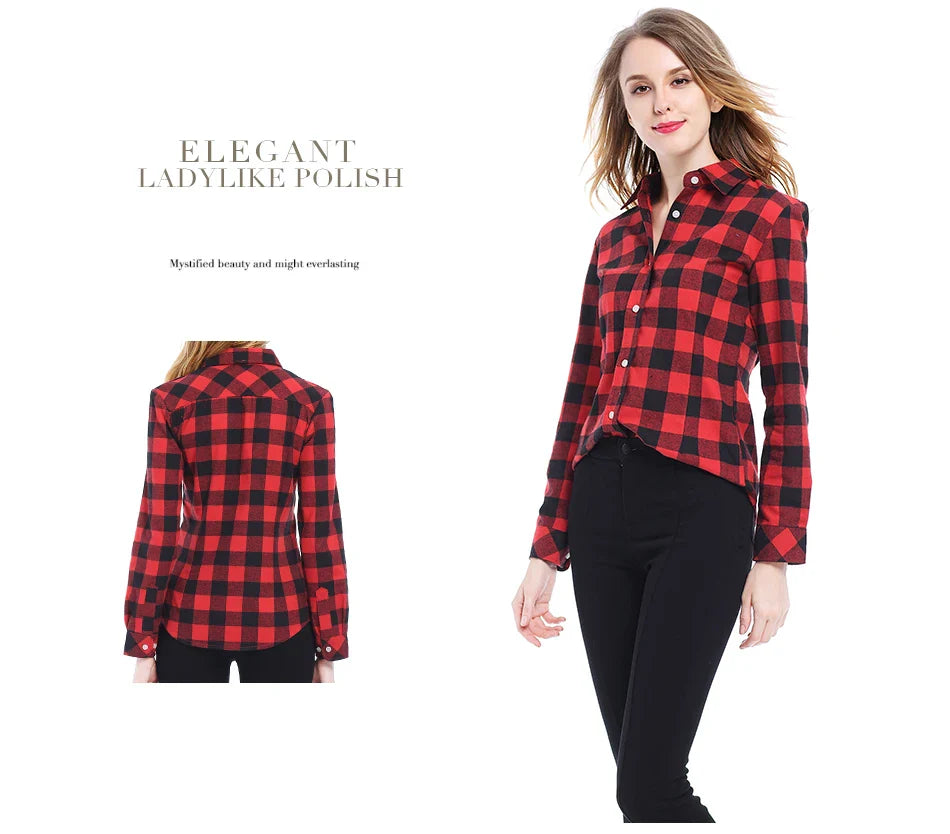 Women Plaid Shirt New Casual Flannel Cotton Lady Long Sleeve Shirt FemSPECIFICATIONSBrand Name: YEOINFabric Type: Polyester CottonHign-concerned Chemical: NonePattern Type: PlaidFit Type: SlimStyle: CasualAge: JUNIORCraft of Weaving: TDMEwomenstorenull