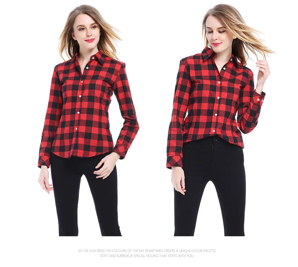 Women Plaid Shirt New Casual Flannel Cotton Lady Long Sleeve Shirt FemSPECIFICATIONSBrand Name: YEOINFabric Type: Polyester CottonHign-concerned Chemical: NonePattern Type: PlaidFit Type: SlimStyle: CasualAge: JUNIORCraft of Weaving: TDMEwomenstorenull