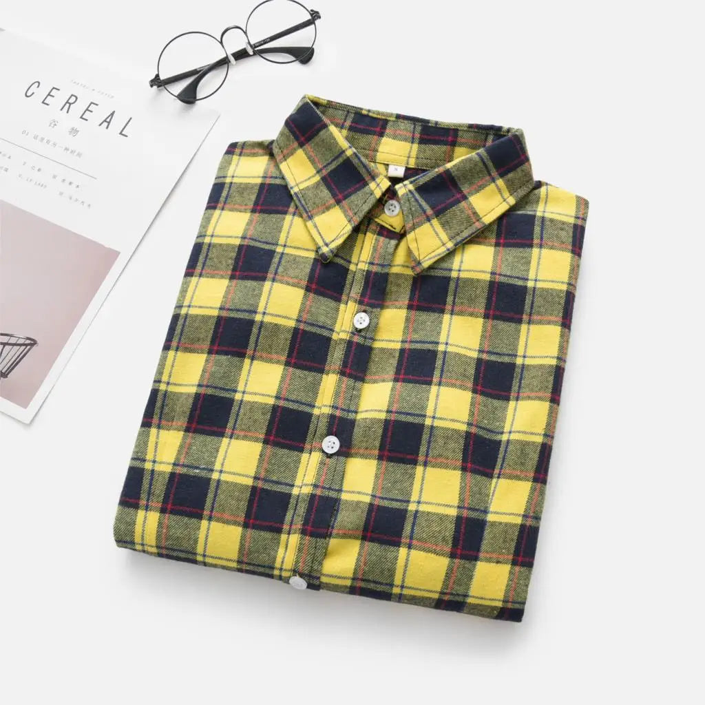 Women Plaid Shirt New Casual Flannel Cotton Lady Long Sleeve Shirt FemSPECIFICATIONSBrand Name: YEOINFabric Type: Polyester CottonHign-concerned Chemical: NonePattern Type: PlaidFit Type: SlimStyle: CasualAge: JUNIORCraft of Weaving: TDMEwomenstorenull