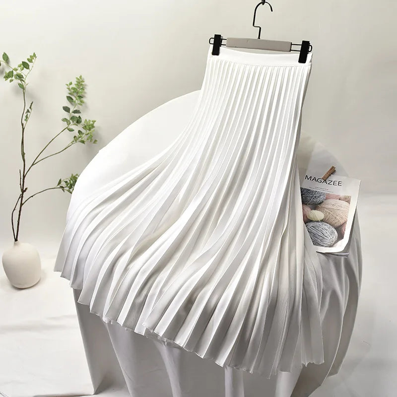 Elegant Chic Solid Pleated Skirt High Waist Luxury Fashion With ElastiSPECIFICATIONSBrand Name: soliatenMaterial: POLYESTERStyle: basicsElasticity: Non StrechOrigin: Mainland ChinaCN: ZhejiangSeason: Autumn/WinterFabric Type: BroadclotDMEwomenstorenull