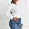 Long Sleeve O Neck Casual Bodysuit Women Body Tops White Black Nude ReSPECIFICATIONSBrand Name: NoEnName_NullDecoration: noneStyle: CasualElasticity: Medium StrecthOrigin: Mainland ChinaSeason: All seasonFabric Type: BroadclothHign-conDMEwomenstorenull