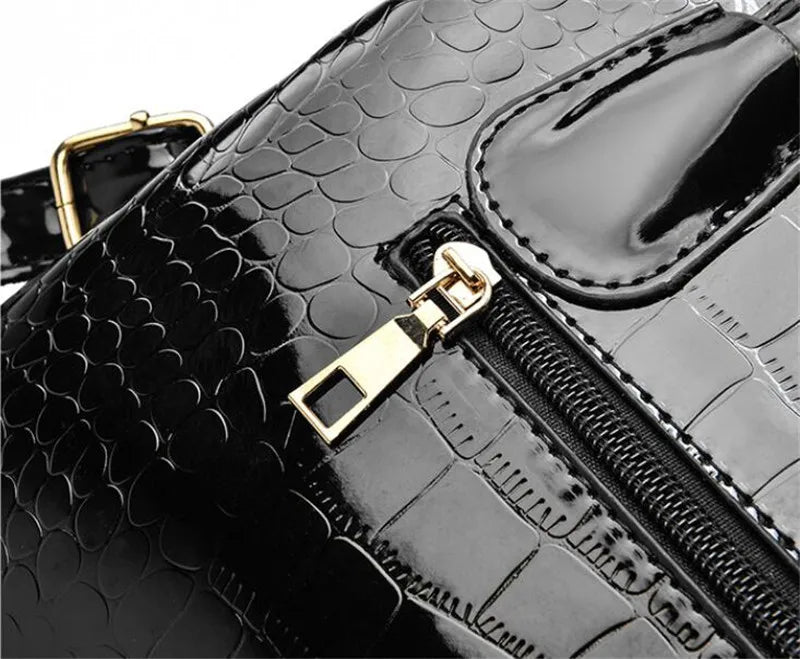 Handbag- Women Patent Pu Leather Mother Crossbody Bag Large Capacity