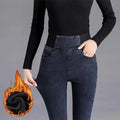 Denim- Jeans Women's New Elastic Waist Fleece-Lined Tightening Small