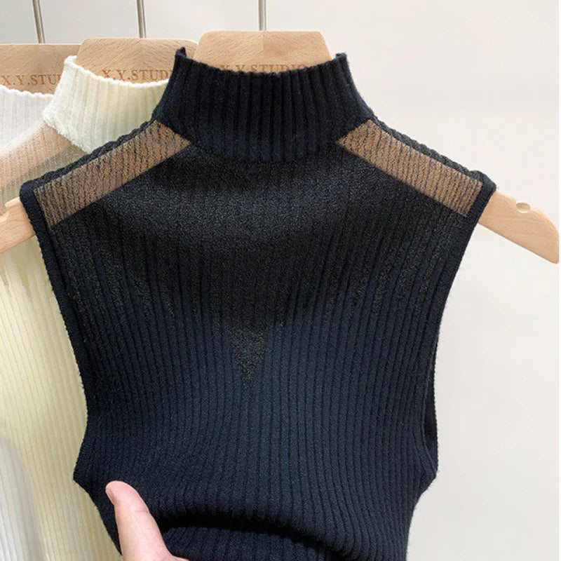 Women Slim Knitted Vests Summer Female Turtleneck Sleeveless Solid StrSPECIFICATIONSBrand Name: moocloundStyle: CasualAge: MIDDLE AGEOrigin: Mainland ChinaCN: JiangsuSeason: Autumn/WinterThickness: StandardDecoration: hollow outMateriaDMEwomenstorenull