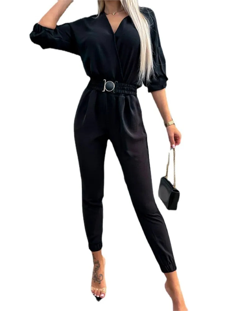 Women's Casual Jumpsuit Pants Fashion Sleeve Slim Fit High Waisted FemSPECIFICATIONSBrand Name: owner girlStyle: Office LadyAge: MIDDLE AGECraft of Weaving: TATOrigin: Mainland ChinaCN: JiangxiSeason: Spring/SummerMaterial: POLYESTERDeDMEwomenstorenull