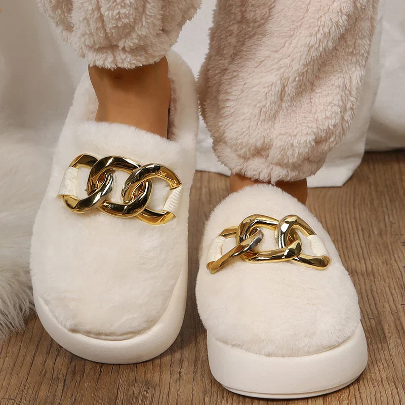 Slippers- Women's Warm Cotton House Slippers Female Indoor Plus Fur