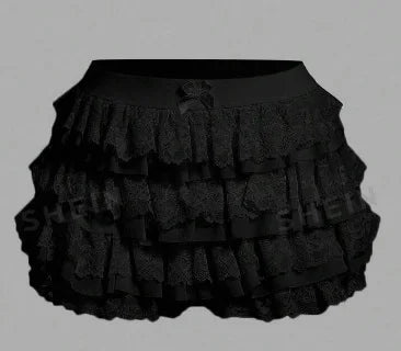 Women's Sweet Bow Lace Ruffles Shorts  Aesthetic Elastic Waist Short PSPECIFICATIONSBrand Name: hiriginDecoration: BOWDecoration: RUFFLESDecoration: TierredFabric Type: BroadclothHign-concerned Chemical: NonePant Style: regularPattern DMEwomenstorenull