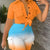 2 Pieces Set Short Sleeve Crop Top & Shorts pocket design shorts