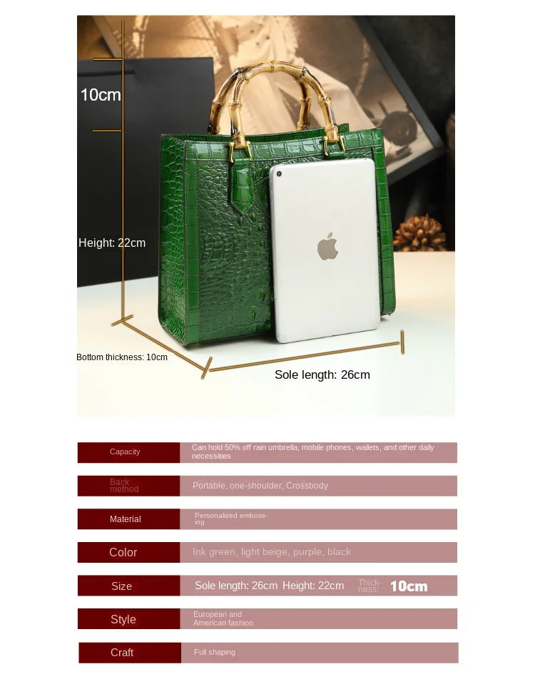 Women's Bag Crocodile Pattern Handbag Portable Tote Bag Mom Tide ShoulSPECIFICATIONSBrand Name: BJYLOrigin: Mainland ChinaCN: GuangdongLining Material: COTTONMain Material: Genuine leatherPlace Of Origin: GUANG DONG ProvincePlace Of OrDMEwomenstorenull