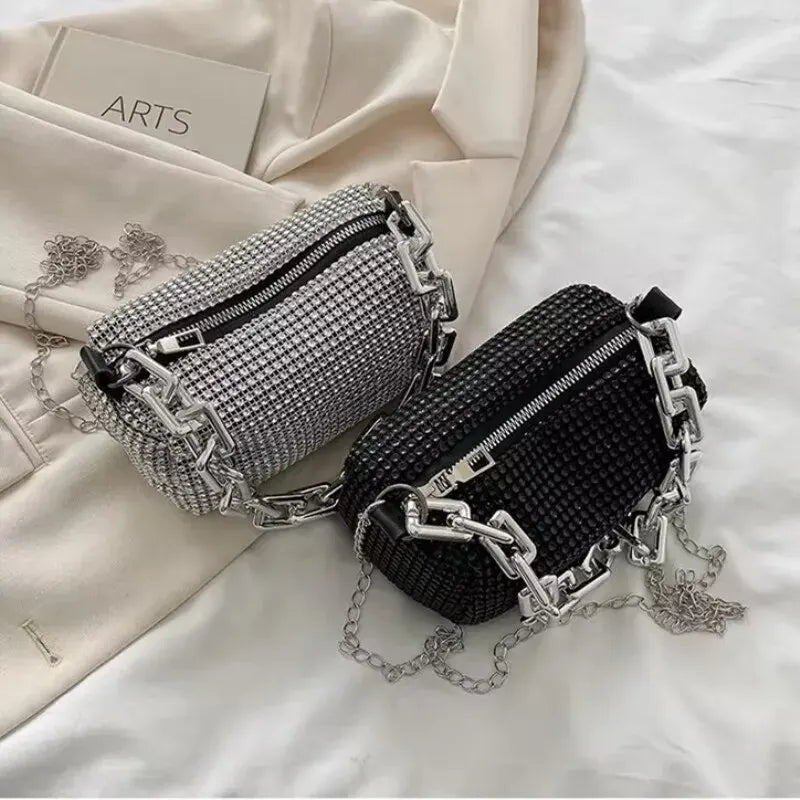 Handbag- Rhinestone Bucket Bag Glitter Chain Purse Women's Mini Bag