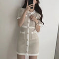 Wool Knitted Dress Party Autumn Black Slim Button Bodycon Mini DressSPECIFICATIONSBrand Name: SURWENYUEElasticity: Slight StrechSleeve Style: regularFabric Type: KnittingHign-concerned Chemical: NonePattern Type: StripedFit Type: sliDMEwomenstorenull