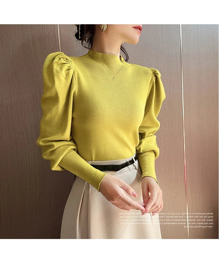 Sweater Turtleneck Slim Fit Basic Pullovers Fashion Korean Knit Tops PSPECIFICATIONSBrand Name: zjaissClothing Length: regularMaterial: POLYESTERMaterial: COTTONDecoration: noneCollar: Mock NeckElasticity: High StrecthSleeve Style: pufDMEwomenstorenull