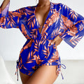 Swimwear- Bikini Set Size Swimsuit Women Long Sleeve Cover Up Print