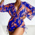 Swimwear- Bikini Set Size Swimsuit Women Long Sleeve Cover Up Print