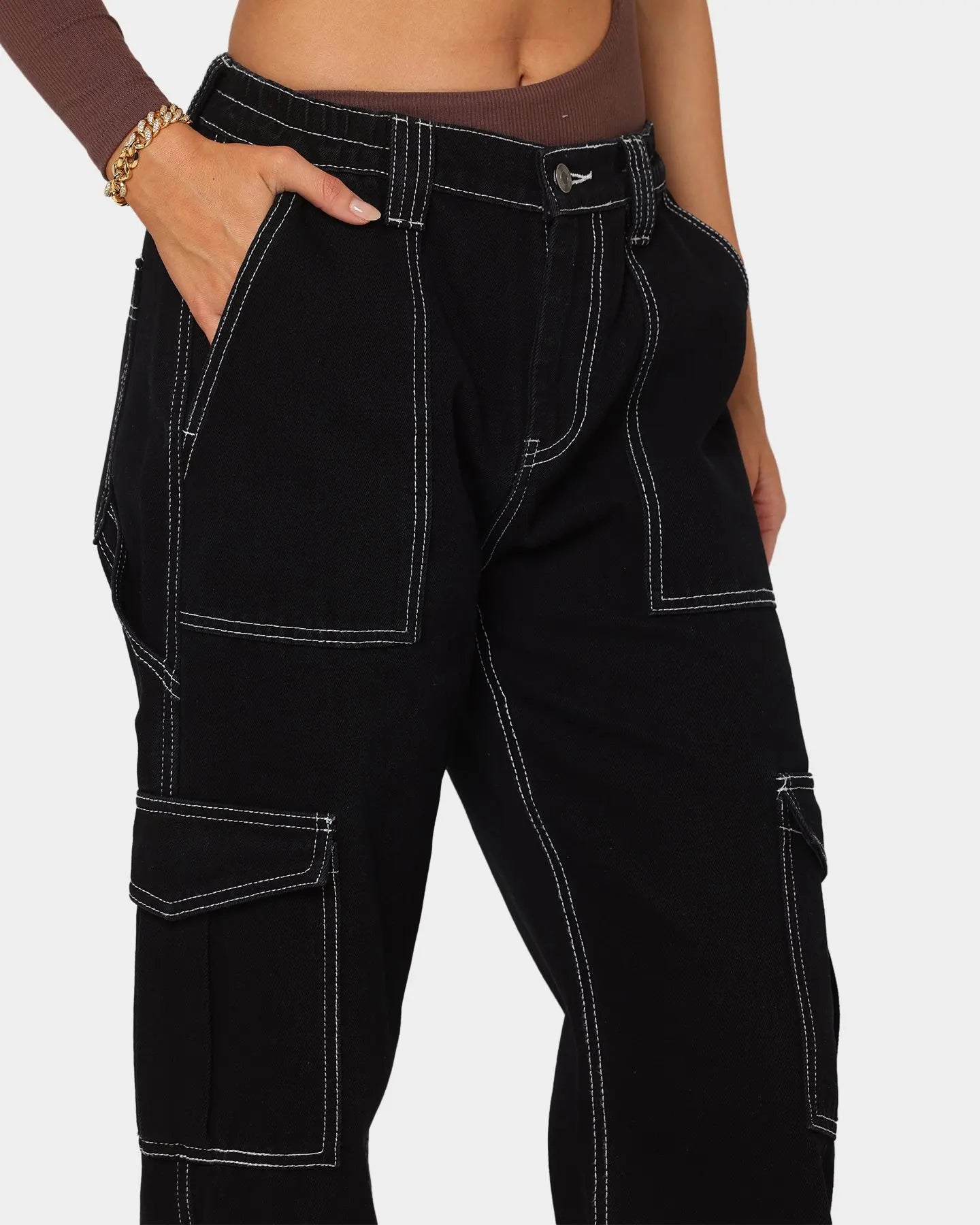 Cargo Pants- High Waist Multi Pocket Cargo Jeans Fashion Loose Denim