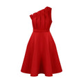 Dress- Hot Women Ruffle Patchwork One Shoulder sleeveless Outfits