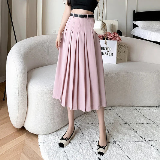 High Waist Midi Pleated Skirts Women's Fashion A-line Casual Suit SkirSPECIFICATIONSBrand Name: YUAZHOQIMaterial: POLYESTERStyle: CasualElasticity: Non StrechOrigin: Mainland ChinaCN: GuangdongSeason: Spring/SummerFabric Type: BroadcloDMEwomenstorenull