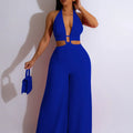 Jumpsuit- Halter Neck Backless Sleeveless Straight Loose Wide Leg