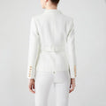 Luxury quality women’s white pocket blazer, office style, classic and elegant design.