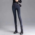 Denim- Jeans Women's New Elastic Waist Fleece-Lined Tightening Small