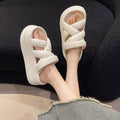 Thick Sole Heightened Women's Sandals with Simple CrossoverSPECIFICATIONSBrand Name: NoEnName_NullDressing style: OtherOutsole Material: EVAHeel Height: Med (3cm-5cm)With Platforms: NoHign-concerned Chemical: NoneSandal TypeDMEwomenstorenull