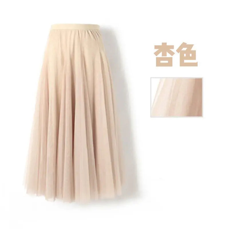 Skirts- New Solid Long Skirt Big Swing Gauze Skirt A-line Dance Skirt