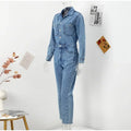 Denim Jumpsuit for Women Overalls Woman Jean Overalls Long Sleeve ElegSPECIFICATIONSBrand Name: NoEnName_NullStyle: StreetwearAge: MIDDLE AGEOrigin: Mainland ChinaCN: GuangdongSeason: Spring/SummerMaterial: POLYESTERDecoration: noneFabDMEwomenstorenull