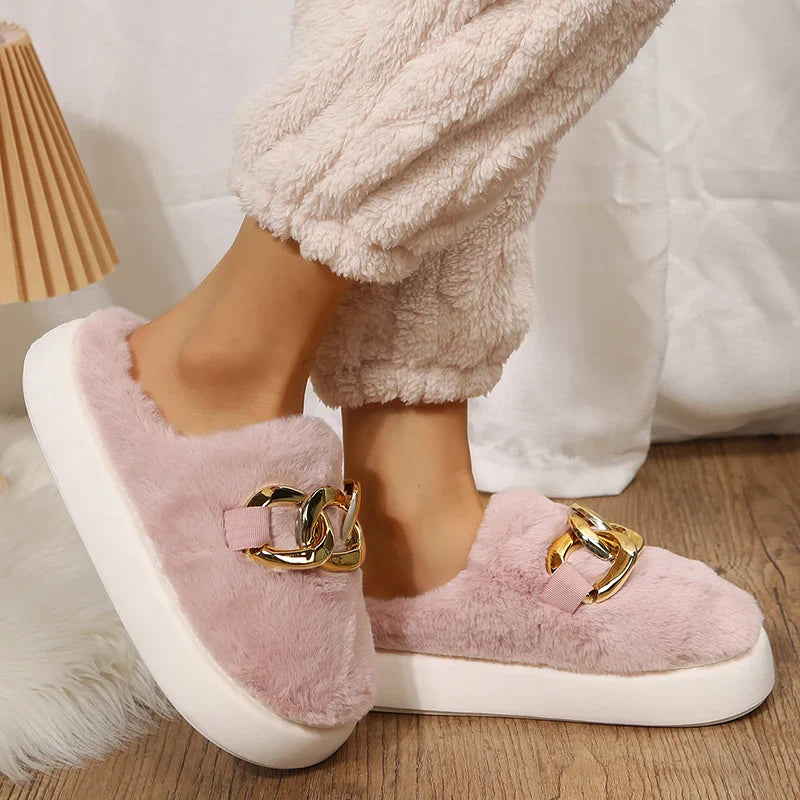 Slippers- Women's Warm Cotton House Slippers Female Indoor Plus Fur