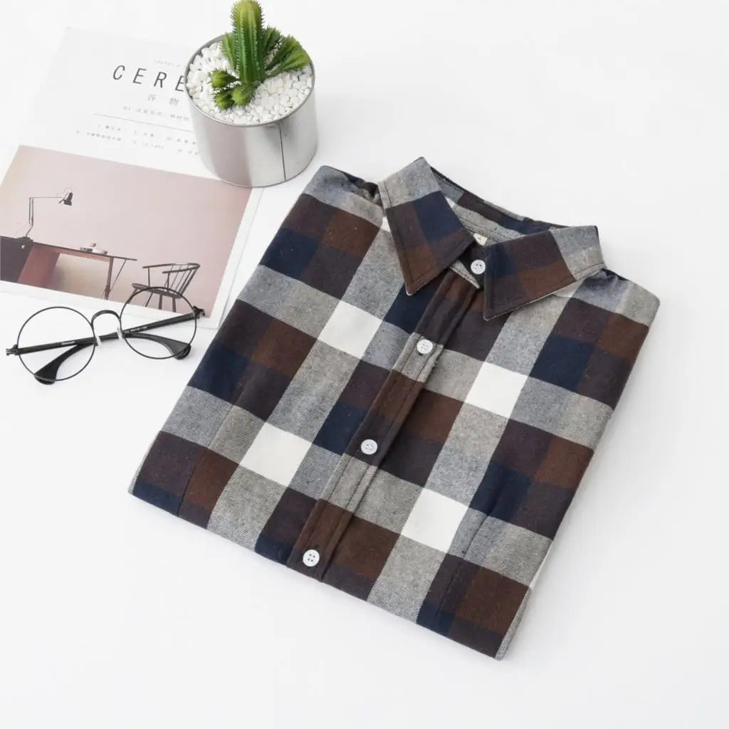 Women Plaid Shirt New Casual Flannel Cotton Lady Long Sleeve Shirt FemSPECIFICATIONSBrand Name: YEOINFabric Type: Polyester CottonHign-concerned Chemical: NonePattern Type: PlaidFit Type: SlimStyle: CasualAge: JUNIORCraft of Weaving: TDMEwomenstorenull