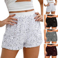 Sequins Shorts Waist Elastic Band Sparkly Straight Leg ShortsSPECIFICATIONSBrand Name: SANWOODDecoration: noneFabric Type: blendedHign-concerned Chemical: NonePant Style: regularPattern Type: SolidFit Type: regularStyle: CasuaDMEwomenstorenull