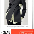 Women's trendy contrast color coat top two-piece designer outfit, loose fit with notched collar, casual style.