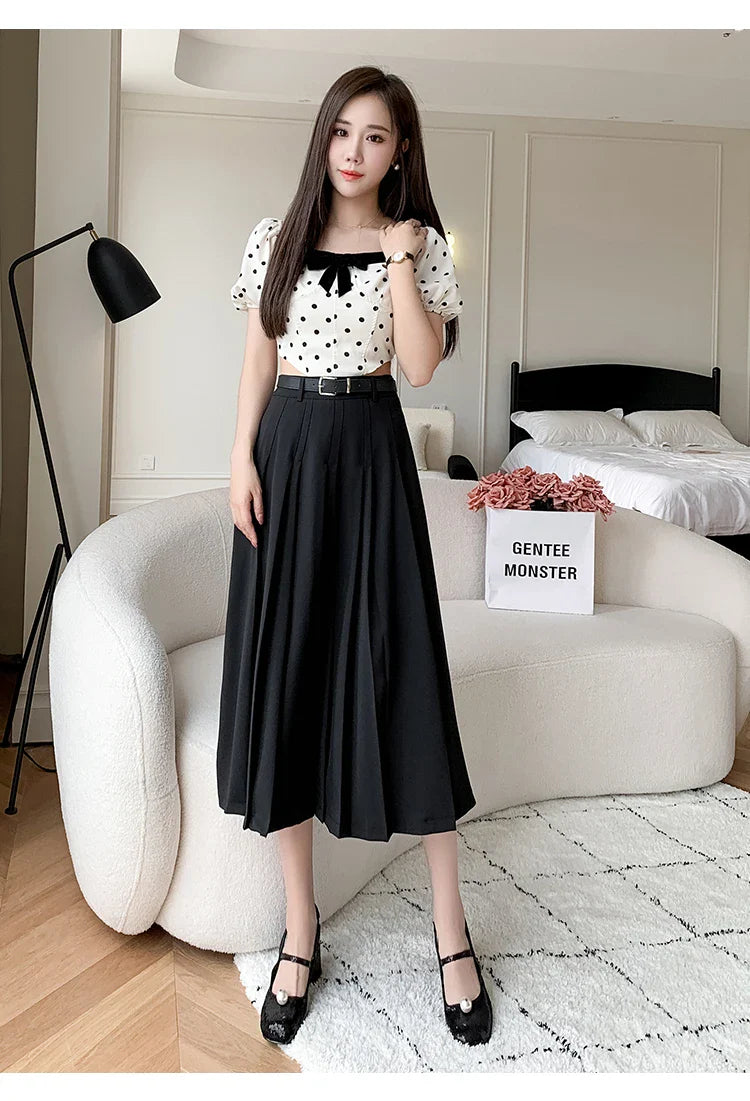 High Waist Midi Pleated Skirts Women's Fashion A-line Casual Suit SkirSPECIFICATIONSBrand Name: YUAZHOQIMaterial: POLYESTERStyle: CasualElasticity: Non StrechOrigin: Mainland ChinaCN: GuangdongSeason: Spring/SummerFabric Type: BroadcloDMEwomenstorenull