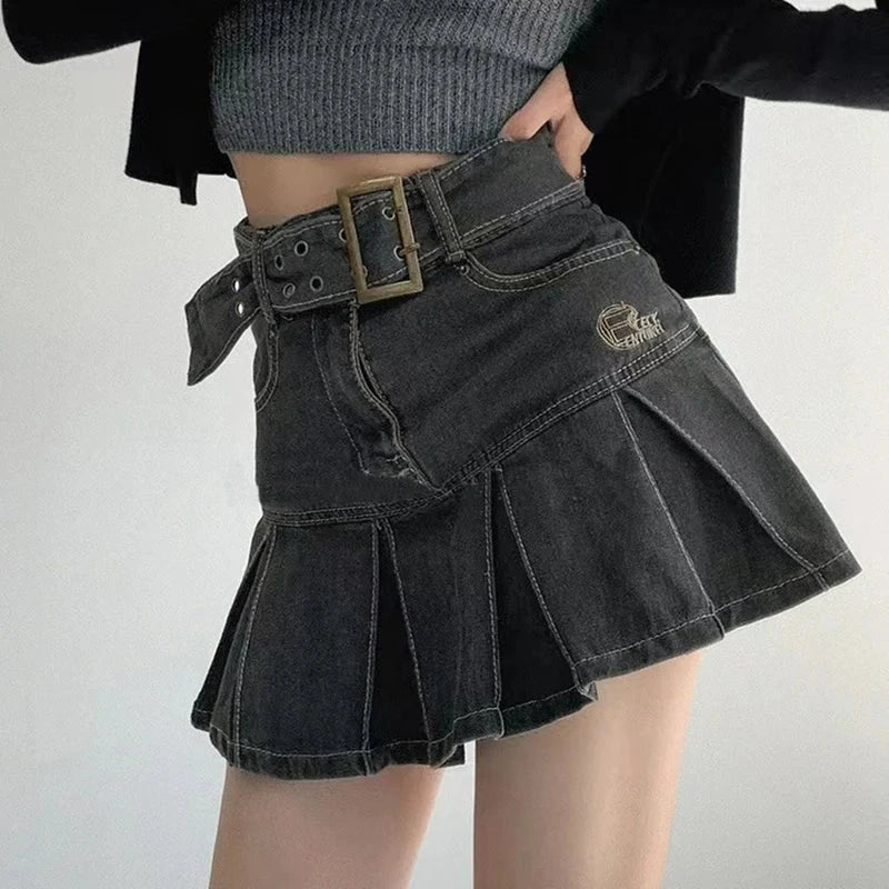 denim skirt women's clothing spring and summer retro pleated skirt empSPECIFICATIONSBrand Name: HIZILENTMaterial: COTTONStyle: High StreetElasticity: Non StrechOrigin: Mainland ChinaCN: GuangdongSeason: Spring/SummerFabric Type: DenimHDMEwomenstorenull