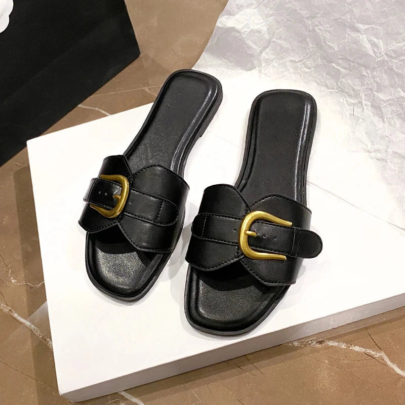 Slippers- Luxury Outdoor Slippers Female Sandals Trend Slides Shoes