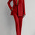 Women's red two-piece blazer suit with long sleeves and pencil pants, office lady style by Luudidy.