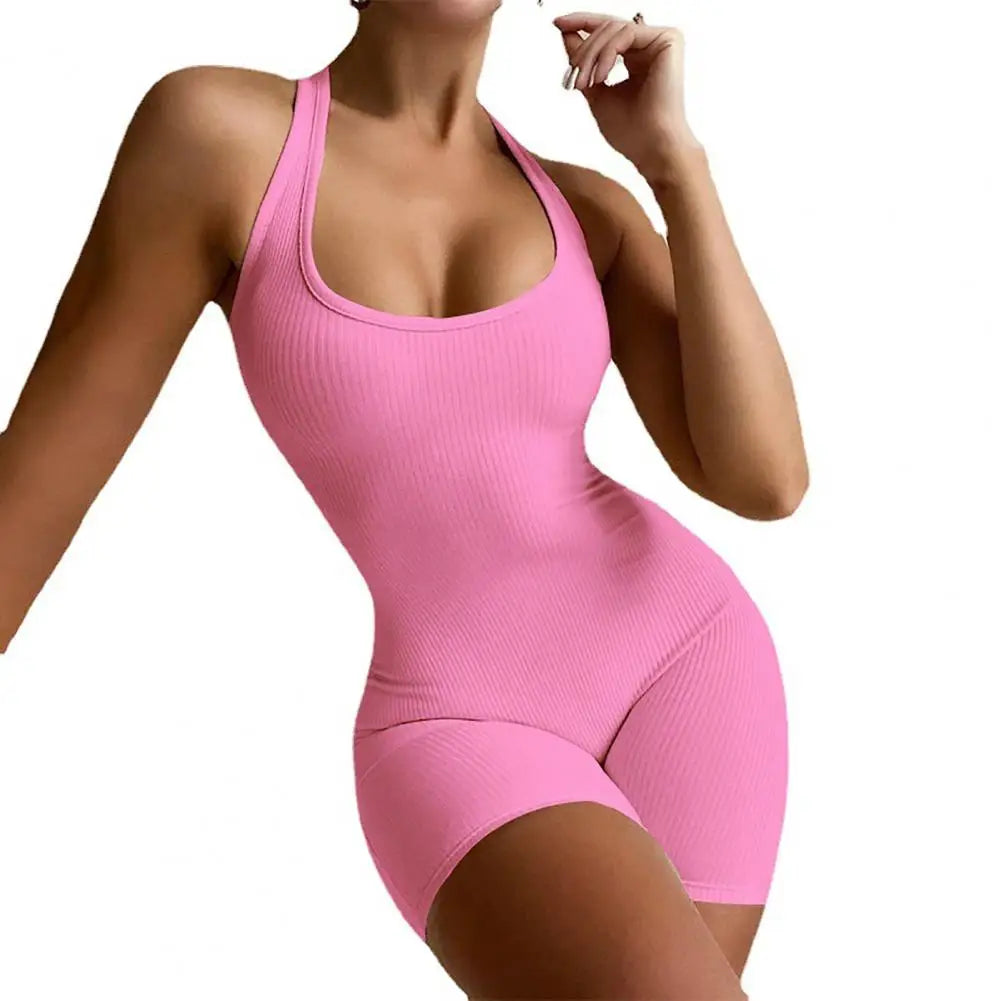 Rompers- Slim Fit One-Piece Solid Color High Elastic Bodycon Rompers