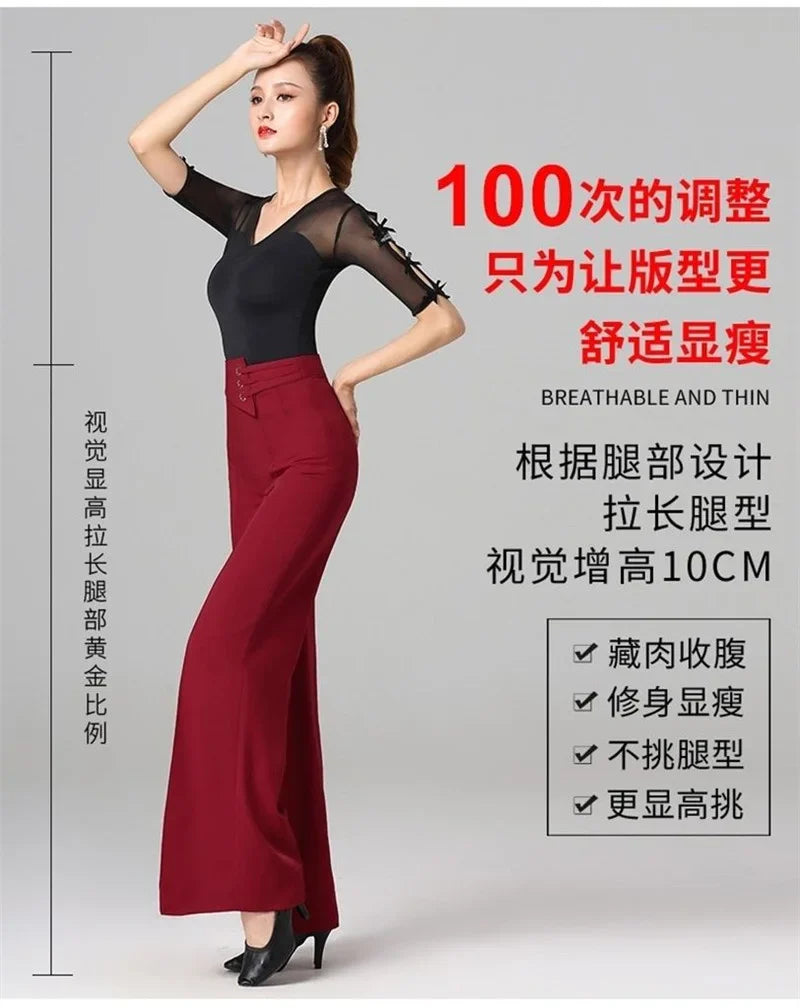 New Wide Leg Dance Pants Women's High Waist Ballroom DanceSPECIFICATIONSBrand Name: XLMJDZGSStyle: CasualAge: JUNIOROrigin: Mainland ChinaCN: ZhejiangSeason: Spring/SummerWaist Type: highDecoration: PocketsElasticity: SlighDMEwomenstorenull