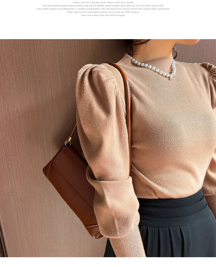 Sweater Turtleneck Slim Fit Basic Pullovers Fashion Korean Knit Tops PSPECIFICATIONSBrand Name: zjaissClothing Length: regularMaterial: POLYESTERMaterial: COTTONDecoration: noneCollar: Mock NeckElasticity: High StrecthSleeve Style: pufDMEwomenstorenull