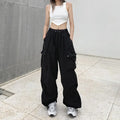 Cargo Pants Spring Elastic Waist Solid Color Pockets Wide Leg Trouser SPECIFICATIONSBrand Name: NoEnName_NullMaterial: POLYESTEROrigin: Mainland ChinaCN: JiangxiClosure Type: DrawstringGender: WOMENItem Type: full lengthSport Type: RunDMEwomenstorenull