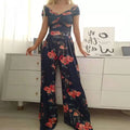 Fashion Printed Casual High Waist Jumpsuit Ladies Sexy Off Shoulder FlSPECIFICATIONSBrand Name: NoEnName_NullStyle: StreetwearAge: MIDDLE AGECraft of Weaving: TATOrigin: Mainland ChinaCN: GuangdongSeason: SummerMaterial: POLYESTERMaterDMEwomenstorenull