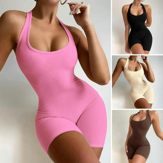 Rompers- Slim Fit One-Piece Solid Color High Elastic Bodycon Rompers