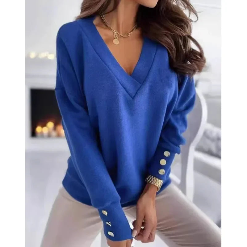 Tops Autumn Loose Pullover Cotton Women’s Blouse V-neck Casual Women SSPECIFICATIONSBrand Name: SURWENYUEStyle: CasualElasticity: Medium StrecthOrigin: Mainland ChinaCN: GuangdongSeason: Autumn/WinterFabric Type: Cotton BlendedMaterialDMEwomenstorenull