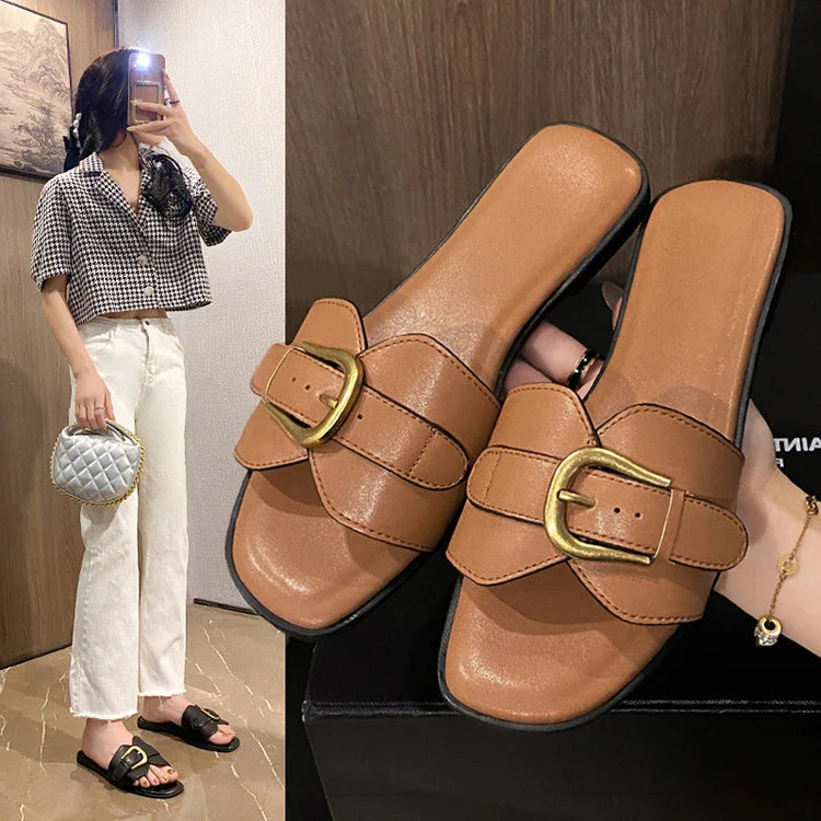 Slippers- Luxury Outdoor Slippers Female Sandals Trend Slides Shoes