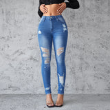 Ankle Length Ripped Hole High Waist Jean Sheath Pencil Denim Pants SkiSPECIFICATIONSBrand Name: kalenmosMaterial: POLYESTERElasticity: Slight StrechFabric Type: CoatedHign-concerned Chemical: NoneLength: Ankle-Length PantsFit Type: SKIDMEwomenstorenull